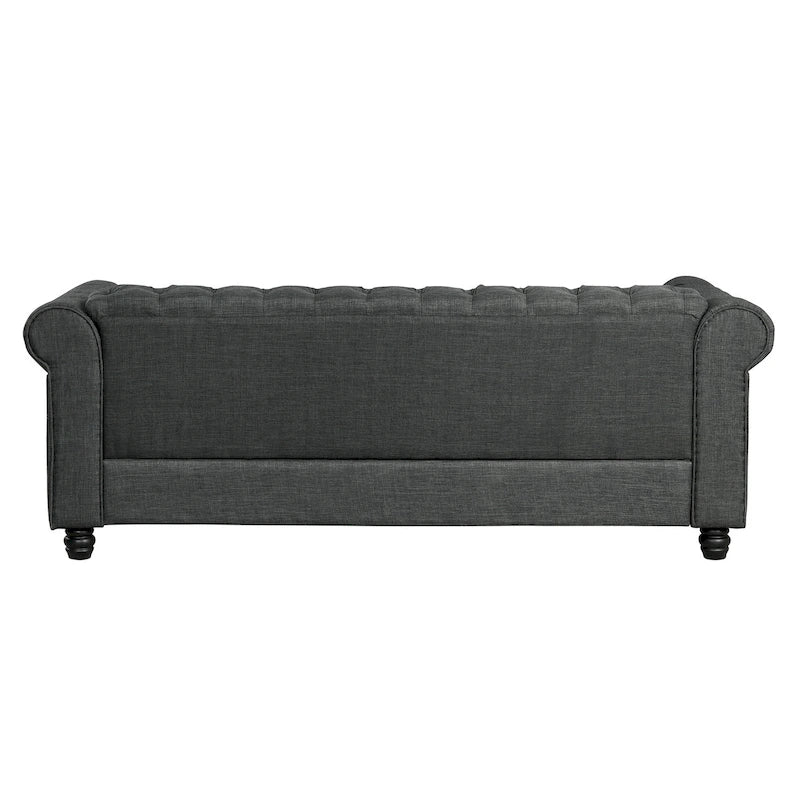 Divano Chesterfield in lino con bottoni a capitonné