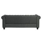 Divano Chesterfield in lino con bottoni a capitonné