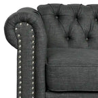 Divano Chesterfield in lino con bottoni a capitonné