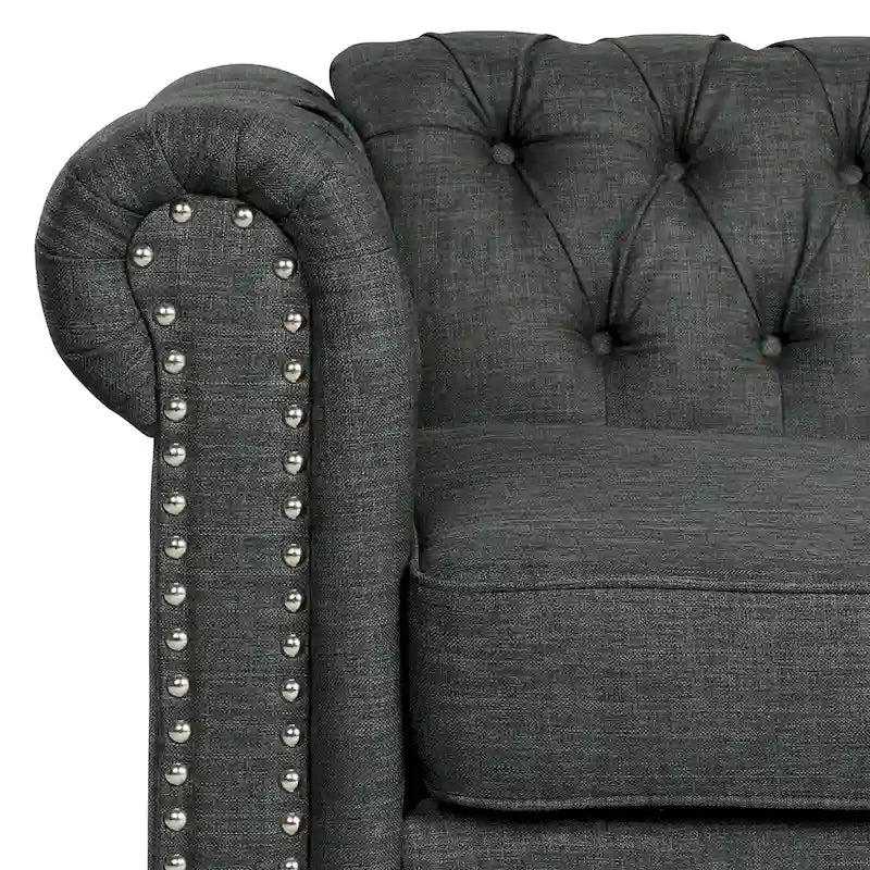 Divano Chesterfield in lino con bottoni a capitonné