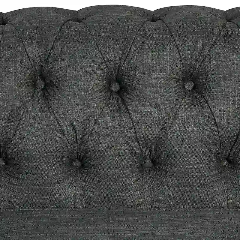 Divano Chesterfield in lino con bottoni a capitonné
