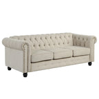 Divano Chesterfield in lino con bottoni a capitonné