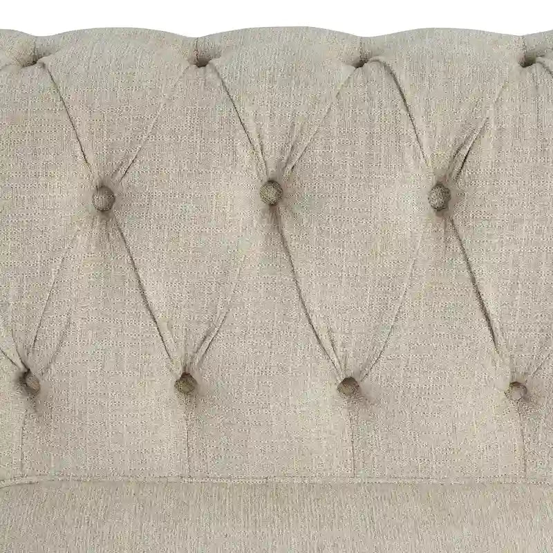 Divano Chesterfield in lino con bottoni a capitonné