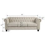 Divano Chesterfield in lino con bottoni a capitonné