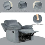 Poltrona Reclinabile Manuale, Poltrona Singola Reclinabile in Tessuto Morbido e Imbottito per Soggiorno Camera da Letto
