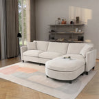 Divano a 3 posti Elegance con cuscini decorativi e pouf per soggiorno