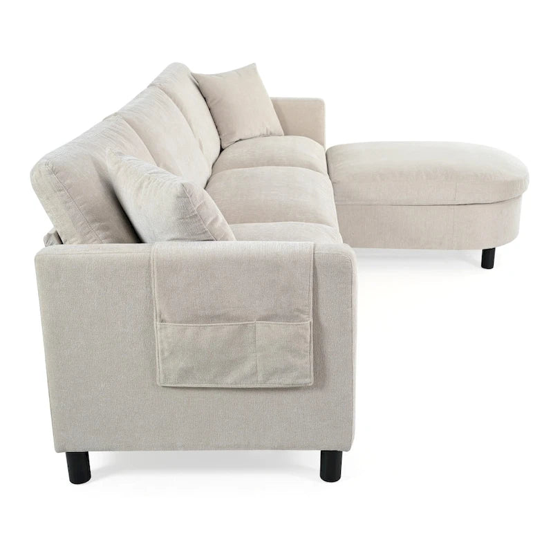 Divano a 3 posti Elegance con cuscini decorativi e pouf per soggiorno