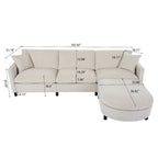 Divano a 3 posti Elegance con cuscini decorativi e pouf per soggiorno