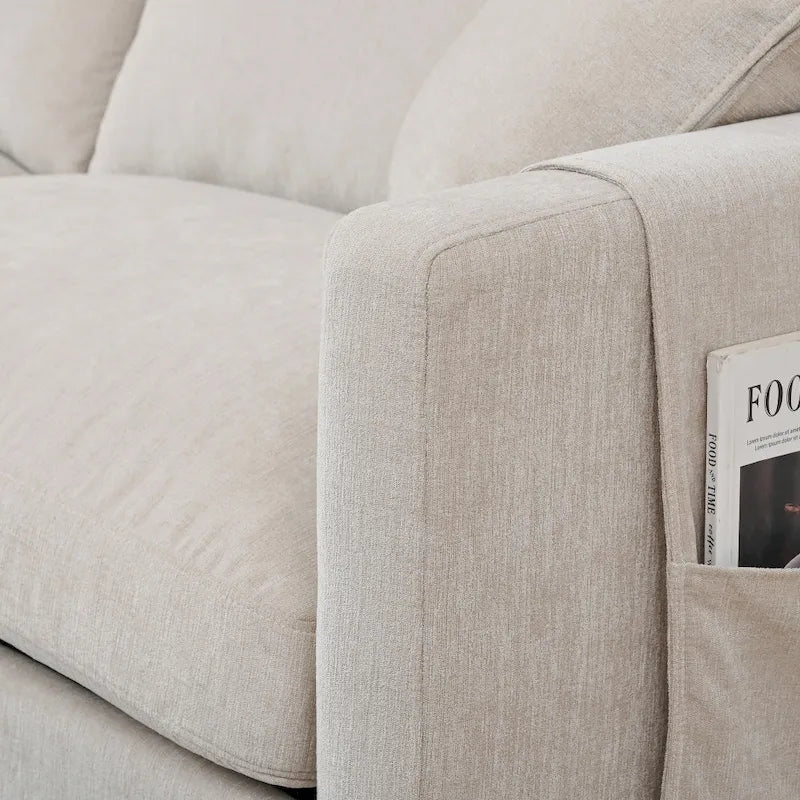 Divano a 3 posti Elegance con cuscini decorativi e pouf per soggiorno