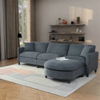 Divano a 3 posti Elegance con cuscini decorativi e pouf per soggiorno