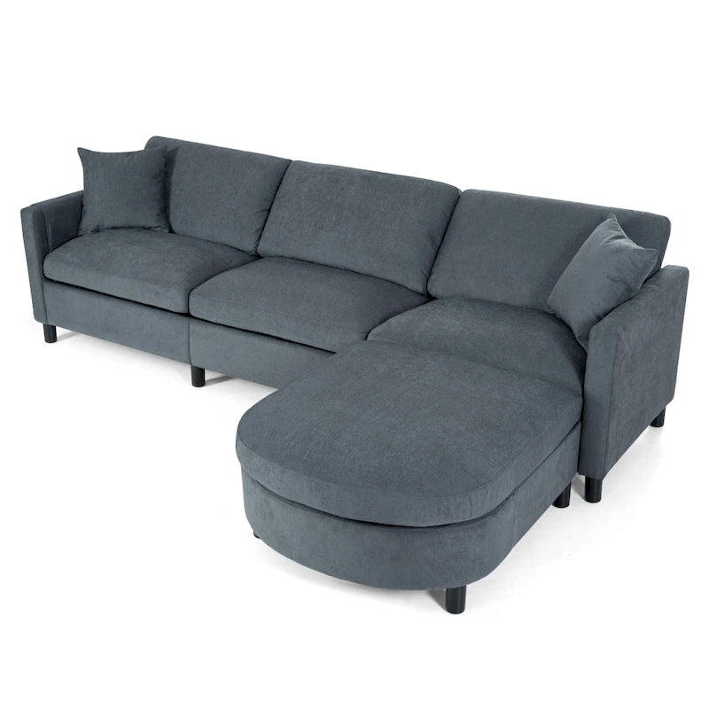 Divano a 3 posti Elegance con cuscini decorativi e pouf per soggiorno