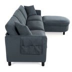 Divano a 3 posti Elegance con cuscini decorativi e pouf per soggiorno