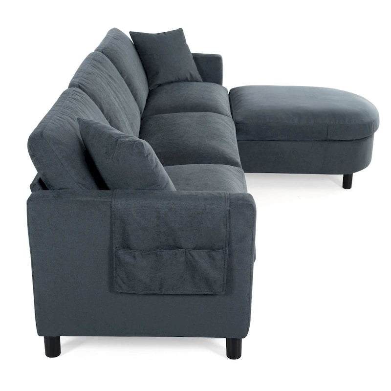 Divano a 3 posti Elegance con cuscini decorativi e pouf per soggiorno