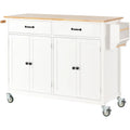 Carrello da cucina con ripiano in legno massiccio e ruote bloccabili