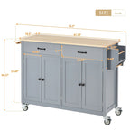 Carrello da cucina con ripiano in legno massiccio e ruote bloccabili