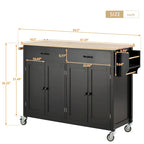 Carrello da cucina con ripiano in legno massiccio e ruote bloccabili