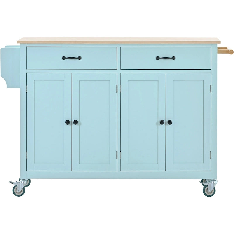 Carrello da cucina con ripiano in legno massiccio e ruote bloccabili
