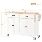Carrello da cucina con ripiano in legno massiccio e ruote bloccabili