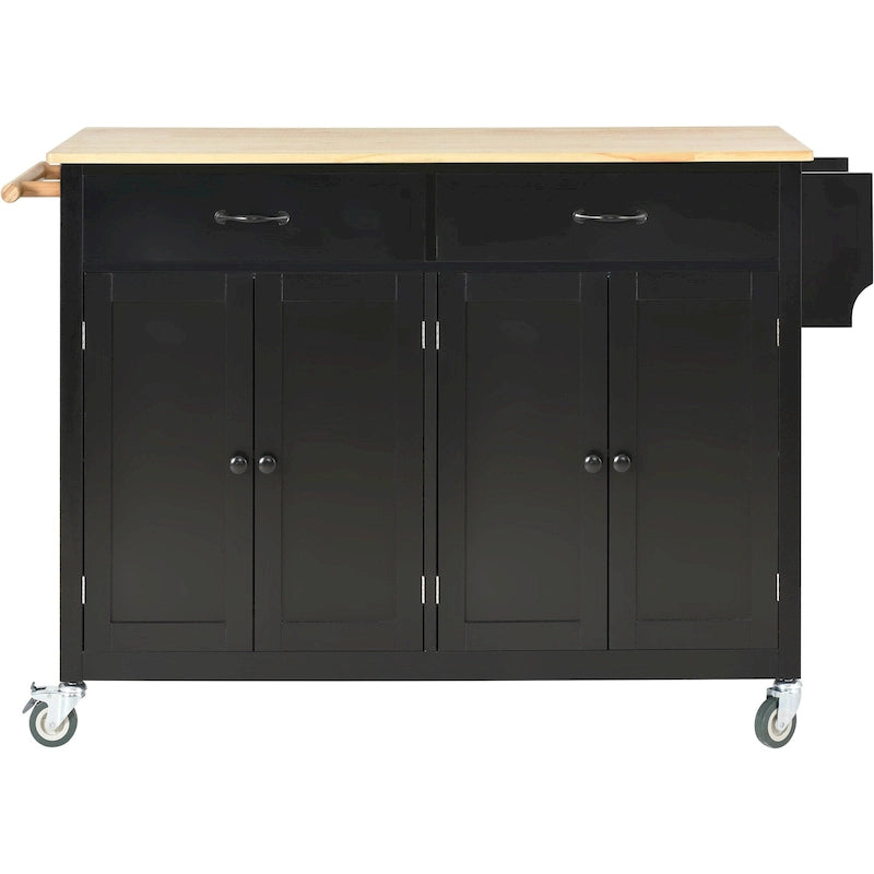 Carrello da cucina con ripiano in legno massiccio e ruote bloccabili