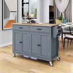 Carrello da cucina con ripiano in legno massiccio e ruote bloccabili