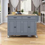 Carrello da cucina con ripiano in legno massiccio e ruote bloccabili