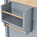 Carrello da cucina con ripiano in legno massiccio e ruote bloccabili