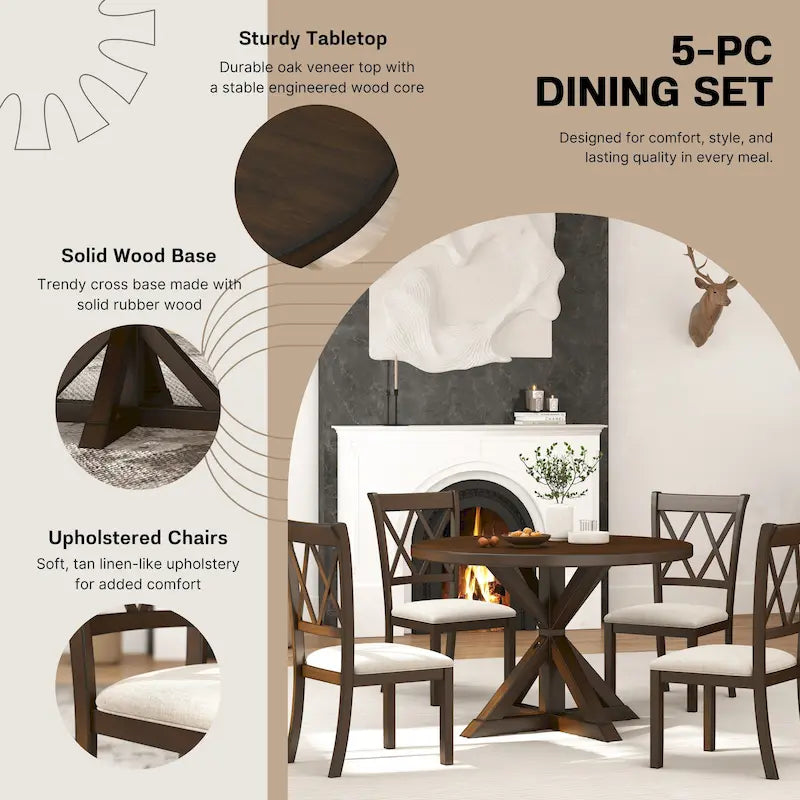 Set da pranzo 5 pz in legno