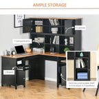 Scrivania ad angolo a L per computer con libreria superiore