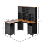 Scrivania ad angolo a L per computer con libreria superiore