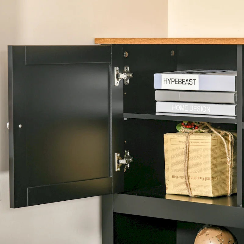 Scrivania ad angolo a L per computer con libreria superiore