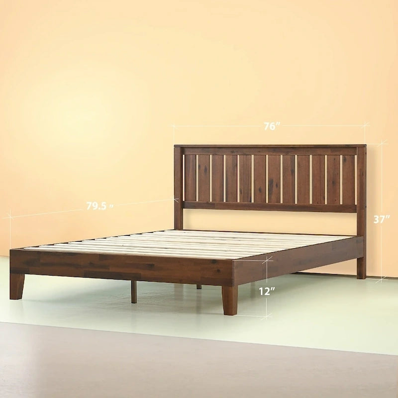 Letto a piattaforma in legno massello antico Espresso