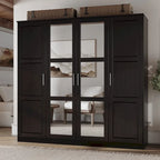 Armadio a 4 ante in 100% Legno Massello con Ante in Legno Massello o a Specchio