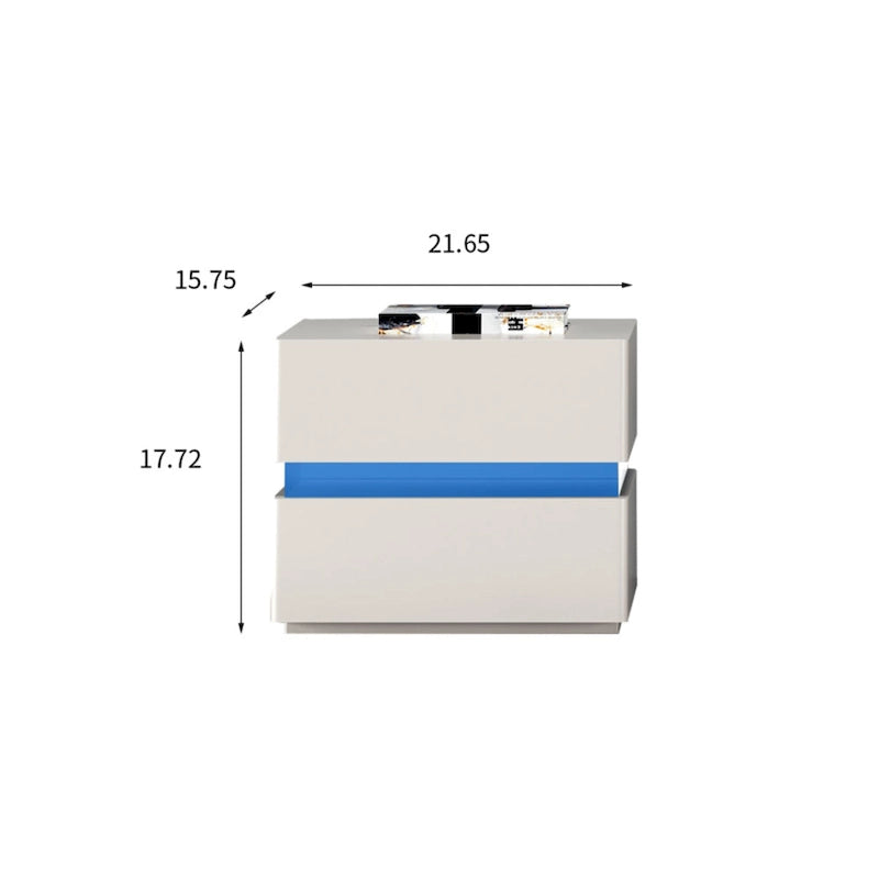 Comodino Intelligente a LED H 17.72 con Stazione di Ricarica e Cassetto per Camera da Letto in Nero/Bianco/Crema