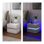 Comodino Intelligente a LED H 17.72 con Stazione di Ricarica e Cassetto per Camera da Letto in Nero/Bianco/Crema