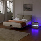 Comodino Intelligente a LED H 17.72 con Stazione di Ricarica e Cassetto per Camera da Letto in Nero/Bianco/Crema