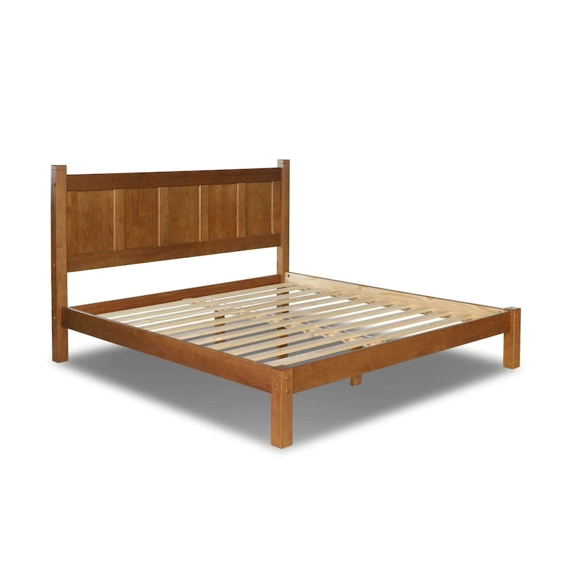 Letto a piattaforma Shaker con pannello in legno massello