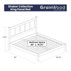 Letto a piattaforma Shaker con pannello in legno massello