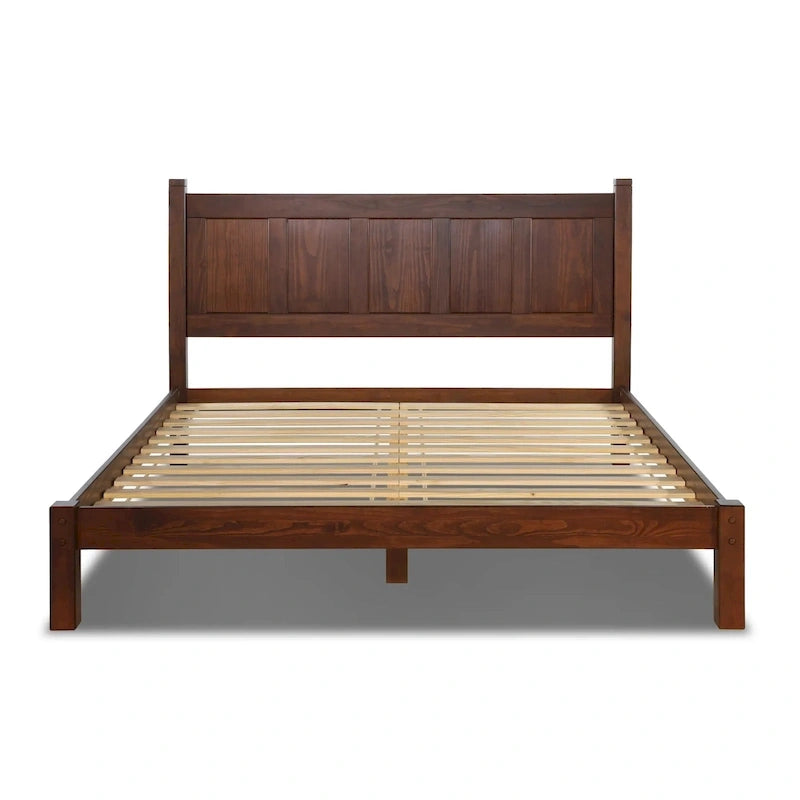 Letto a piattaforma Shaker con pannello in legno massello
