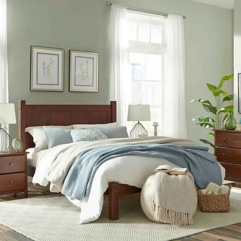 Letto a piattaforma Shaker con pannello in legno massello