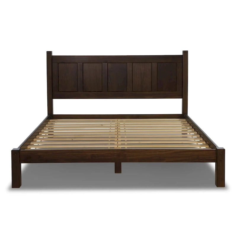 Letto a piattaforma Shaker con pannello in legno massello