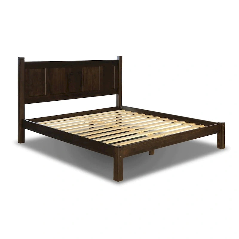 Letto a piattaforma Shaker con pannello in legno massello