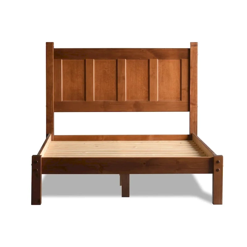 Letto a piattaforma Shaker con pannello in legno massello