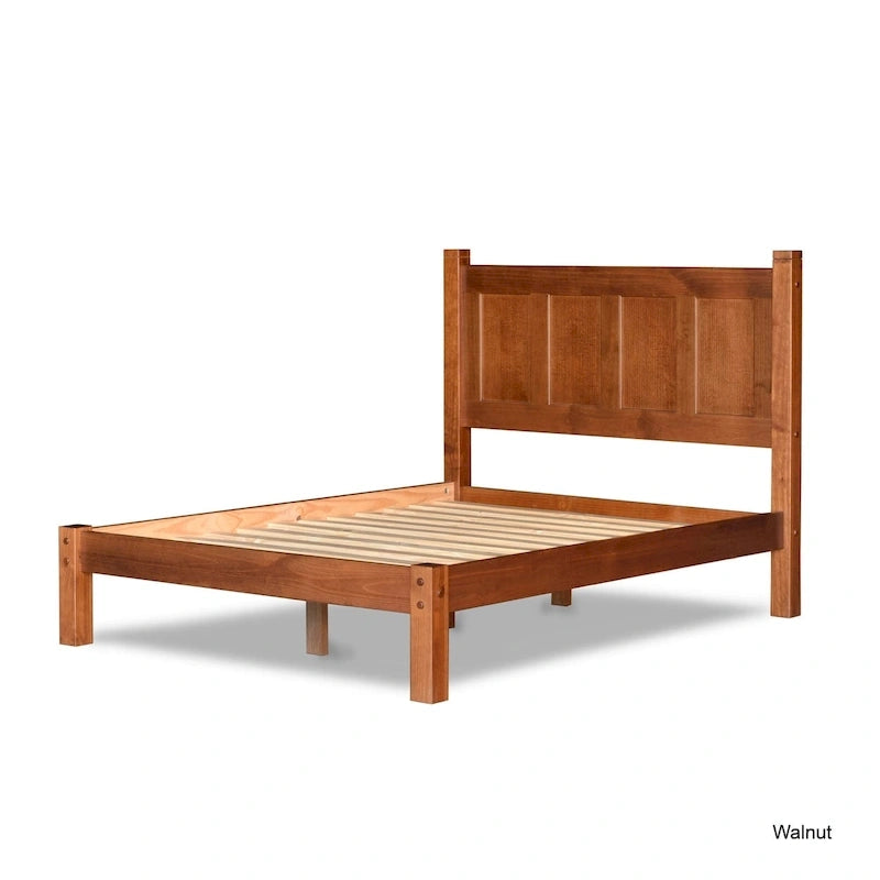 Letto a piattaforma Shaker con pannello in legno massello