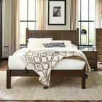 Letto a piattaforma Shaker con pannello in legno massello