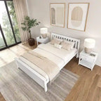 Classico letto a piattaforma Queen in vero legno massello
