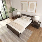 Classico letto a piattaforma Queen in vero legno massello