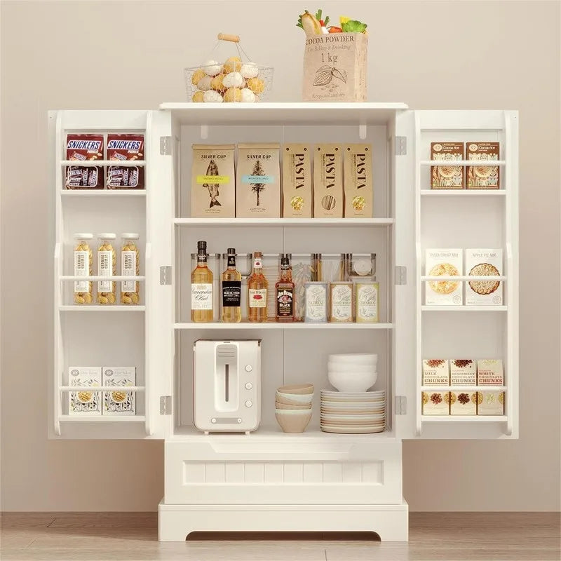Dispensa da Cucina, Mobiletto Contenitore Autoportante per Bagno con 2 Ante e Cassetti