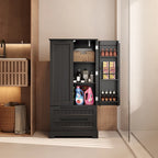 Dispensa da Cucina, Mobiletto Contenitore Autoportante per Bagno con 2 Ante e Cassetti