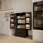 Dispensa da Cucina, Mobiletto Contenitore Autoportante per Bagno con 2 Ante e Cassetti