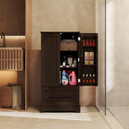 Dispensa da Cucina, Mobiletto Contenitore Autoportante per Bagno con 2 Ante e Cassetti